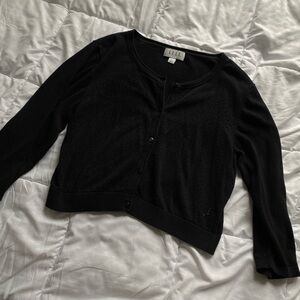 Elle Cropped Women's Black Cardigan Sweater